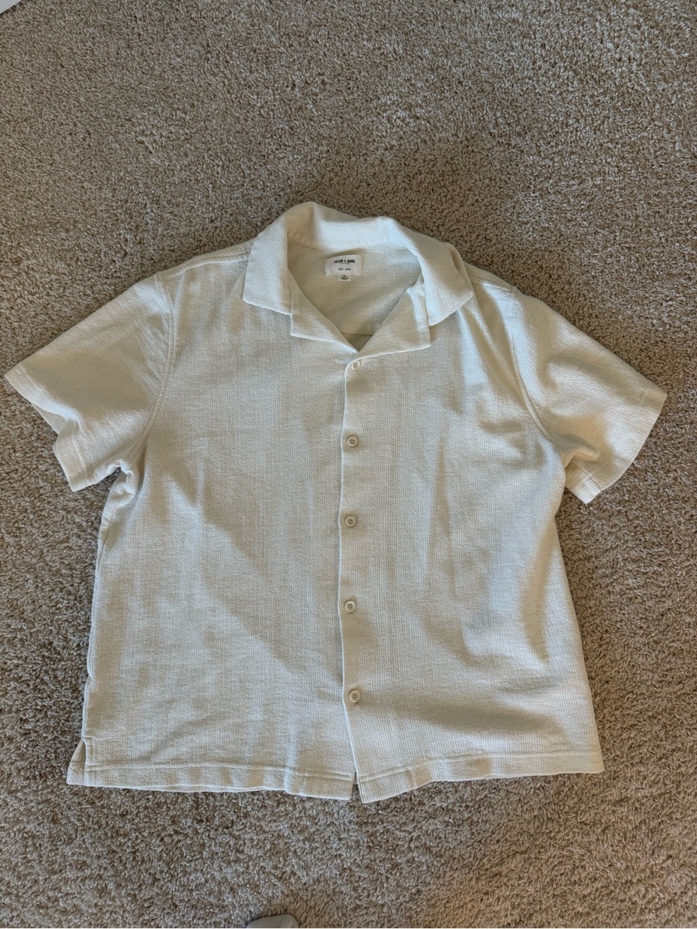 Men's Short-Sleeve Button-Down Shirt - Cream